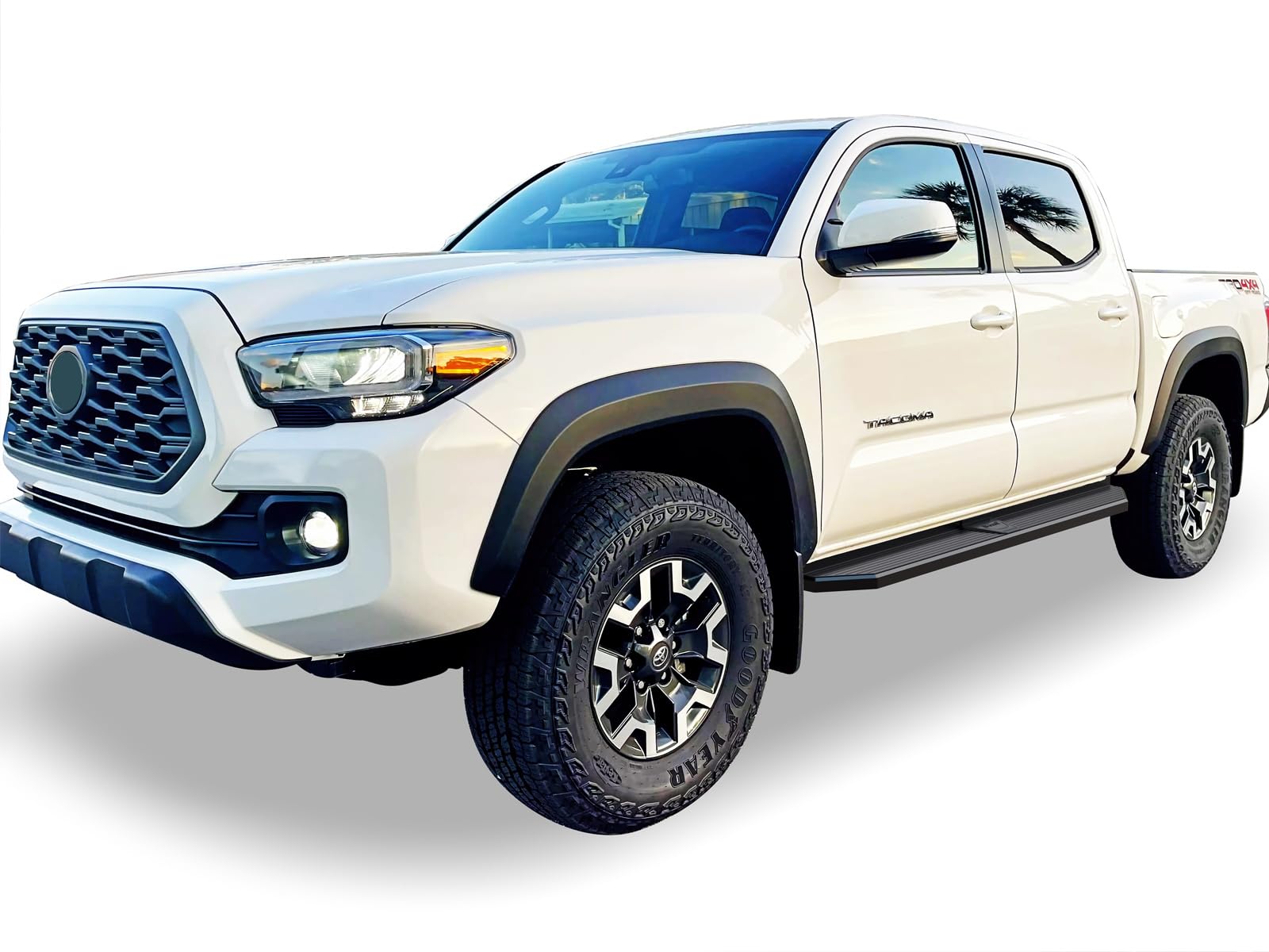 APS 6-inch (Black Stainless Steel Powder Coated Flat Style) Running Boards Nerf Bars Side Steps Compatible with Toyota Tacoma 2005-2023 Double Crew Cab - Image 6