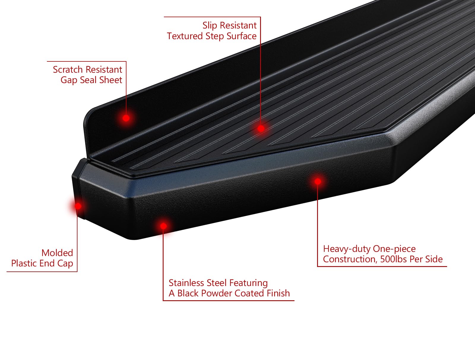 APS 6-inch (Black Stainless Steel Flat Style) Running Boards Nerf Bars Compatible with Ford F150 2015-2026 SuperCrew Cab & F150 Lightning 2022-2026 & F-250 F-350 Super Duty 2017-2026 Crew Cab - Image 5