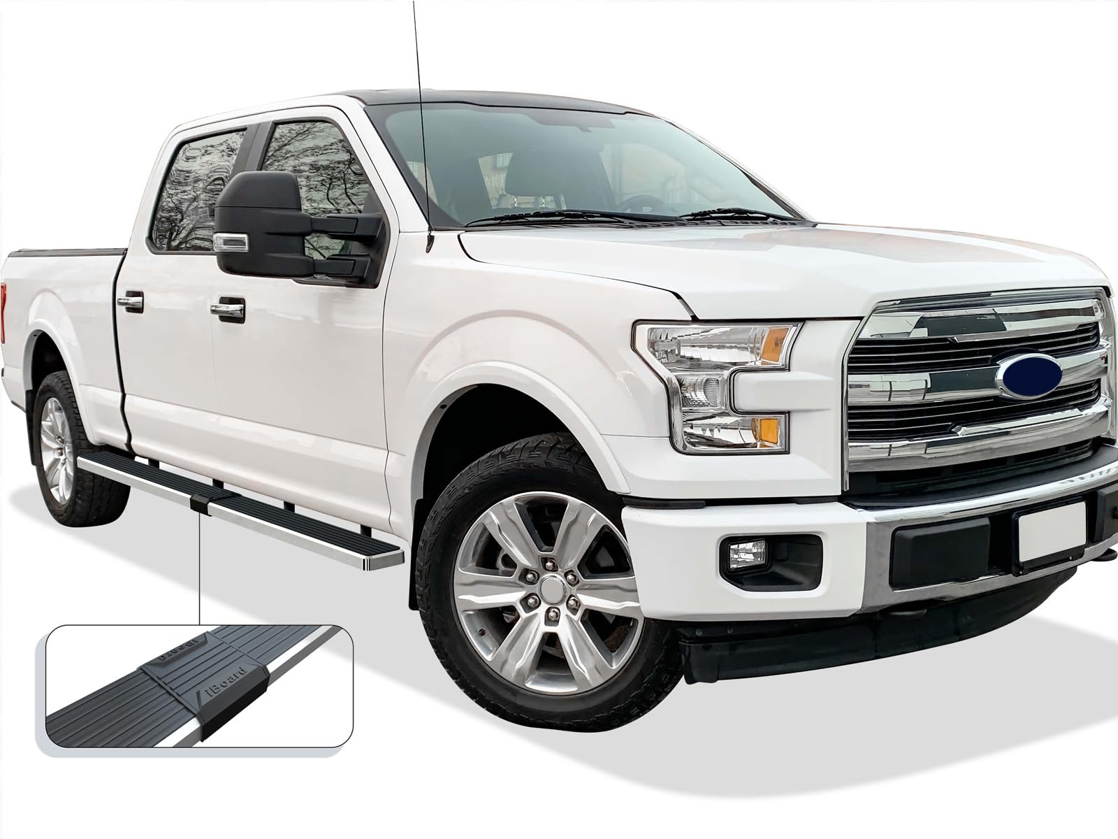 APS 6in Wheel-to-Wheel 304 Stainless Steel Side Steps Compatible with F150 SuperCrew Cab 6.5ft Bed & 26 F250 15-26 - Image 6