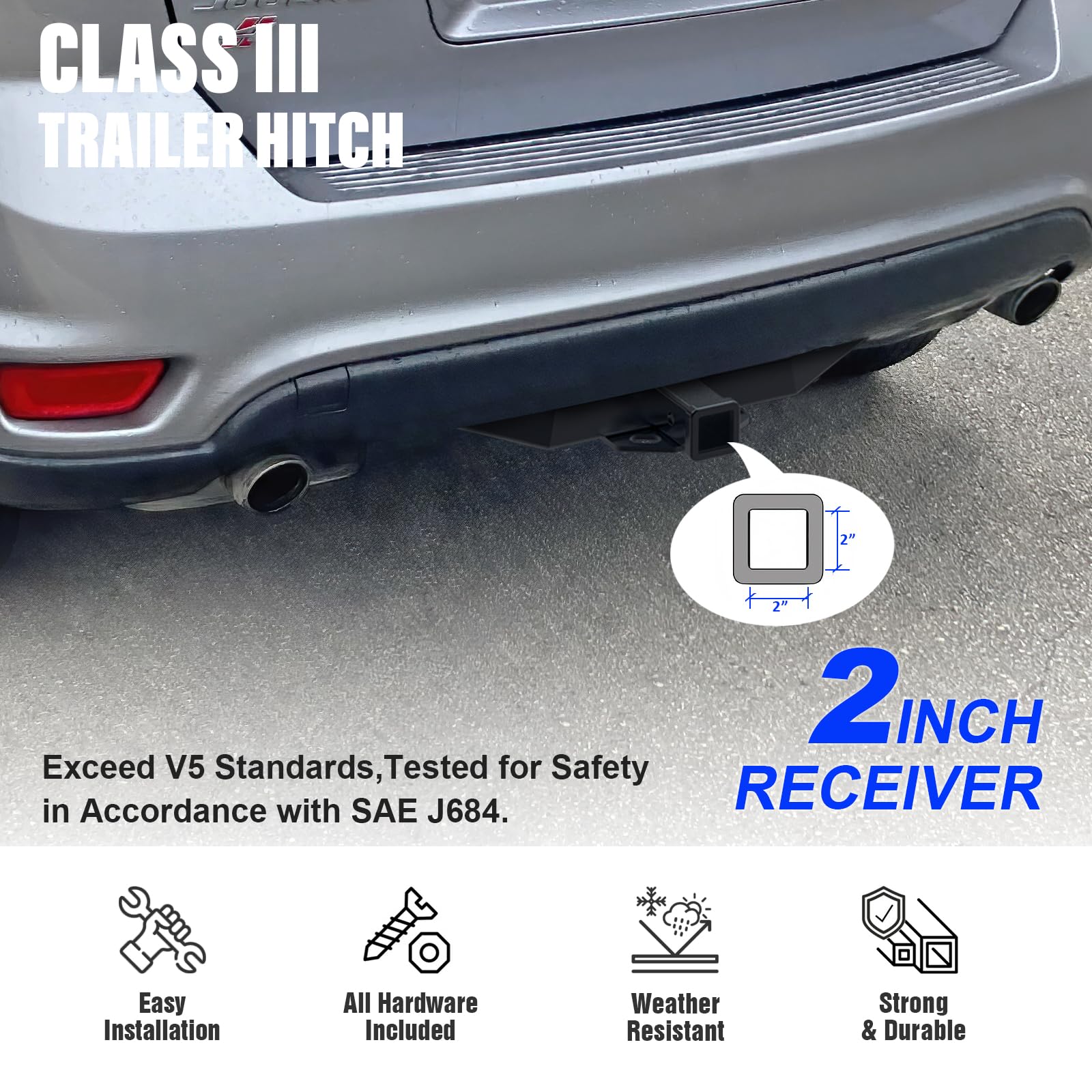 APS Assembly Class 3 Trailer Hitch 2 Inches Receiver Tube Towing Hitch Compatible with Journey 2009-2020 - Image 3