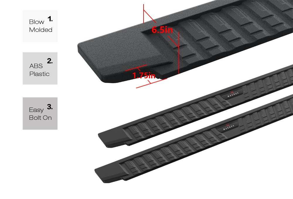 APS Black Blow Molding Style Nerf Bars Running Boards Compatible with Toyota Tundra 2007-2021 Double Cab - Image 3