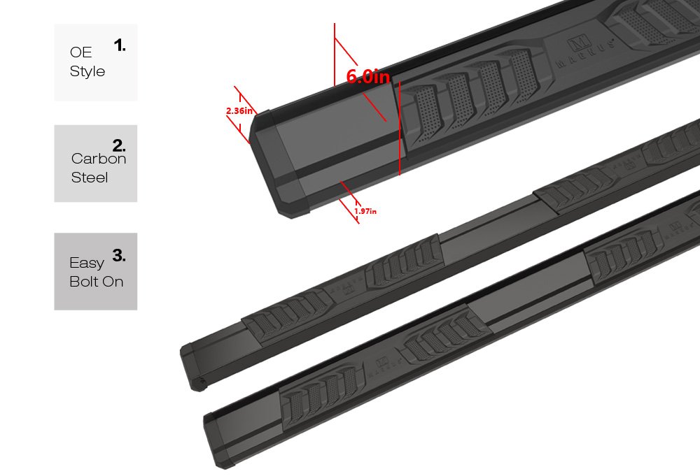 APS Black OE Style Nerf Bars Running Boards Compatible with Dodge Ram 1500 2009-2018 Quad Cab - Image 3