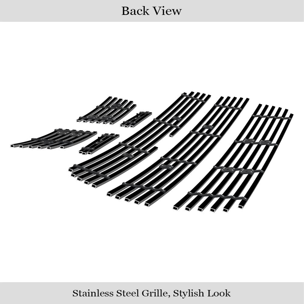 APS Compatible with Chevy Trailblazer SS 2006-2009 Main Upper Lower Bumper Stainless Steel SS Black Billet Front Grill Grille Insert Combo C61007H - Image 3