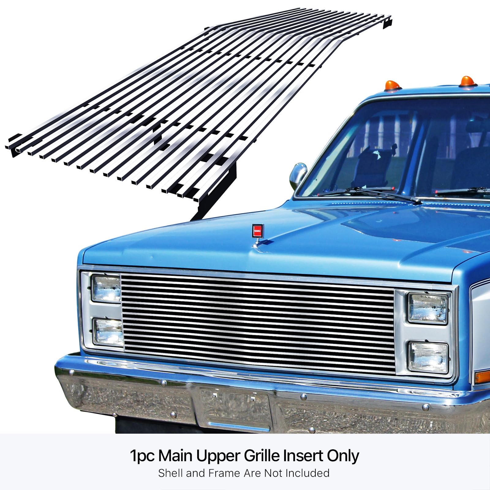 APS Premium 304 Stainless Steel Chrome Horizontal Billet Grille Grill Insert Compatible with Chevy GMC C K Pickup 1981-1987 & 81 82 83 84 85 86 87 88 Blazer Suburban Jimmy Main Upper N19-S20058C - Image 3