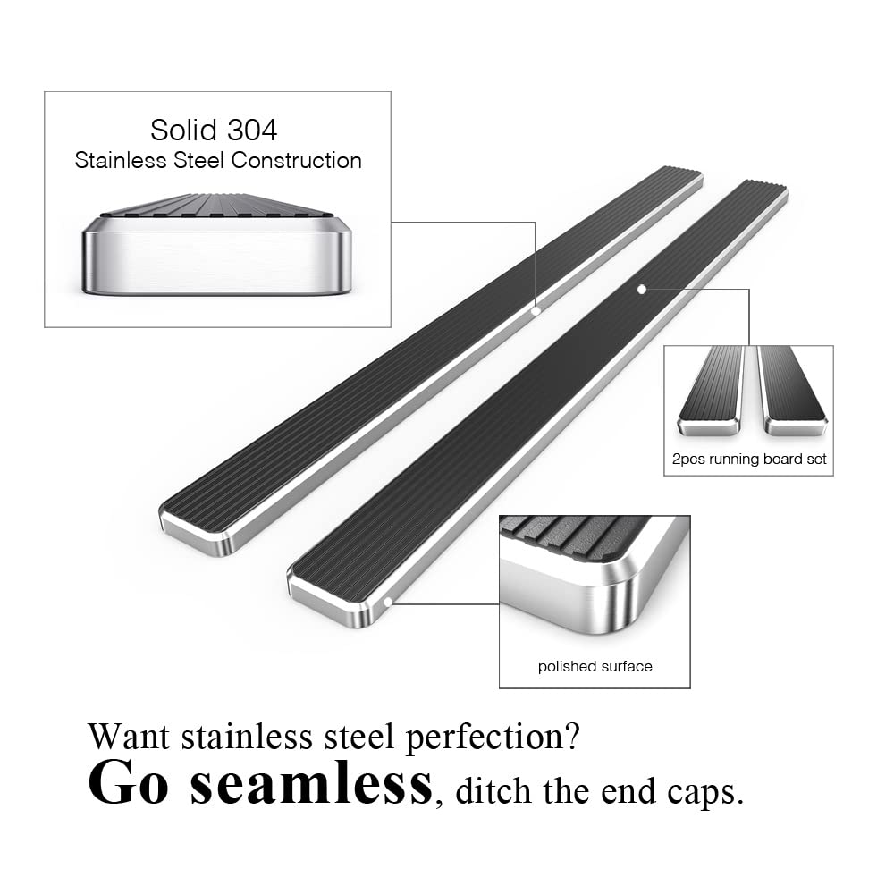 APS Premium 6in 304 Stainless Steel Running Boards Compatible with Ford F150 SuperCrew Cab & 17-26 F250 15-26 - Image 5