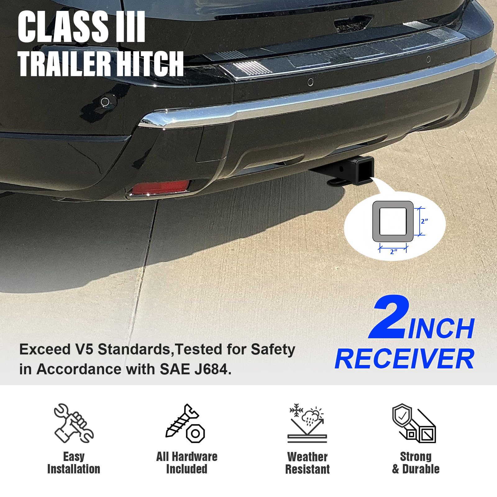 APS Rear Towing Hitch Receiver, Class 3 Trailer Hitch Compatible with Nissan Rogue 2021-2026 - Image 3