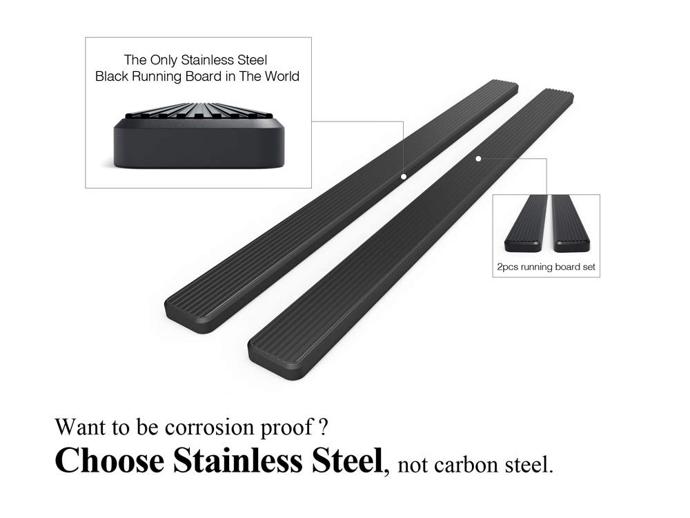 APS 6in Black Stainless Steel Running Boards Compatible with Toyota Tacoma Double Cab Crew Cab 05-23 - Image 5