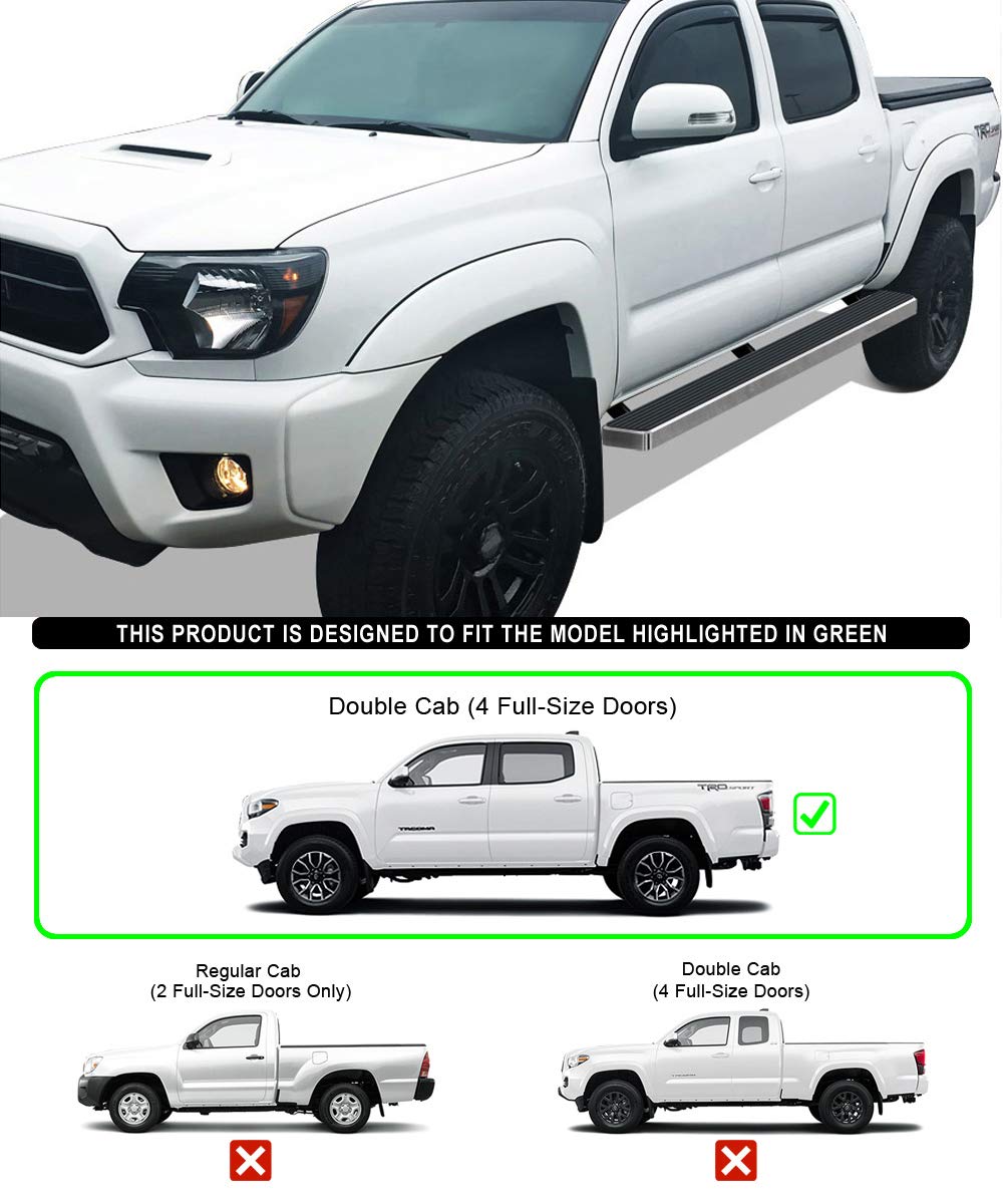 APS (Silver 6in 304 Stainless Steel) Running Boards Nerf Bars Side Steps Compatible with Toyota Tacoma 2005-2023 Double Crew Cab - Image 4