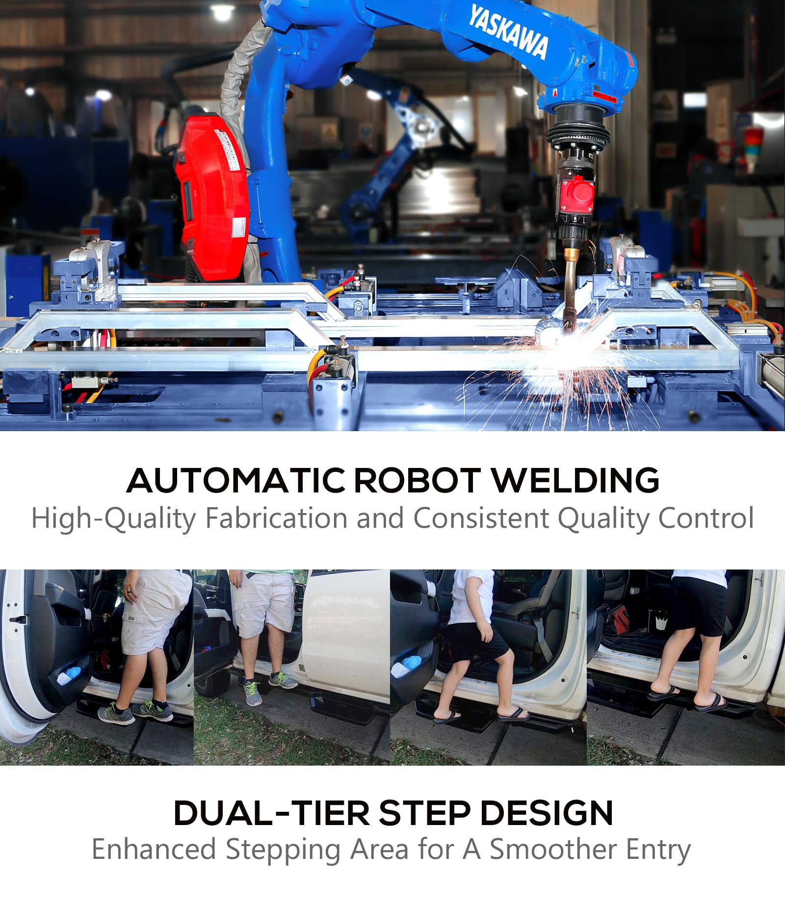 APS Stainless Steel Pocket Steps Running Boards Side Bars Compatible with Chevy Silverado GMC Sierra 1500 2500 3500 2001-2006 Crew Cab & Classic 07 - Image 5